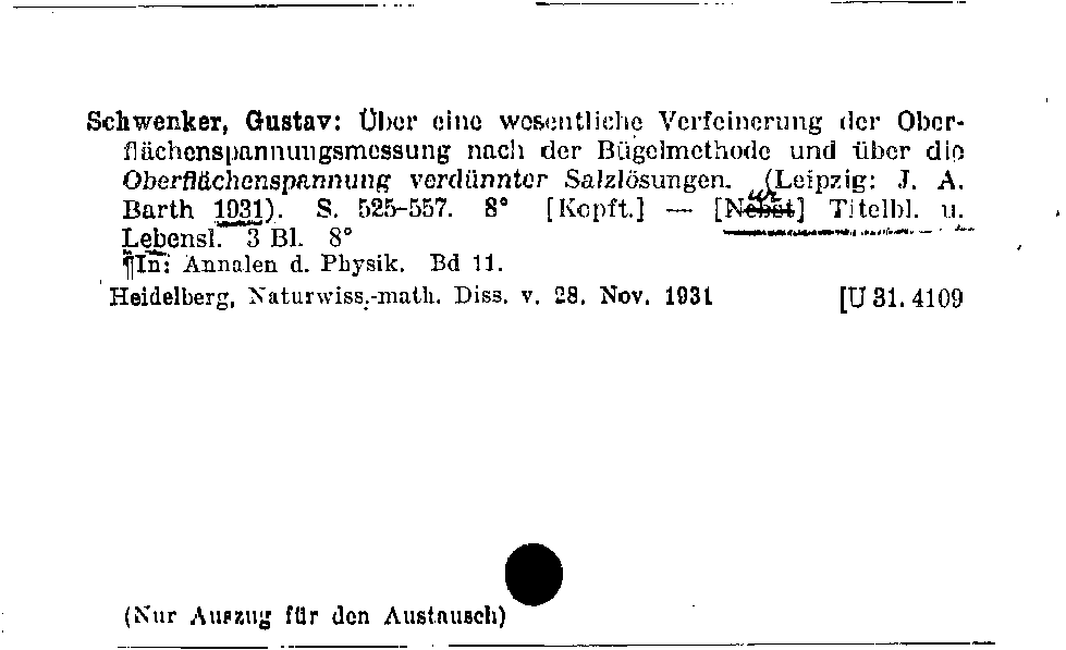 [Katalogkarte Dissertationenkatalog bis 1980]