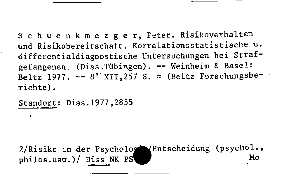 [Katalogkarte Dissertationenkatalog bis 1980]