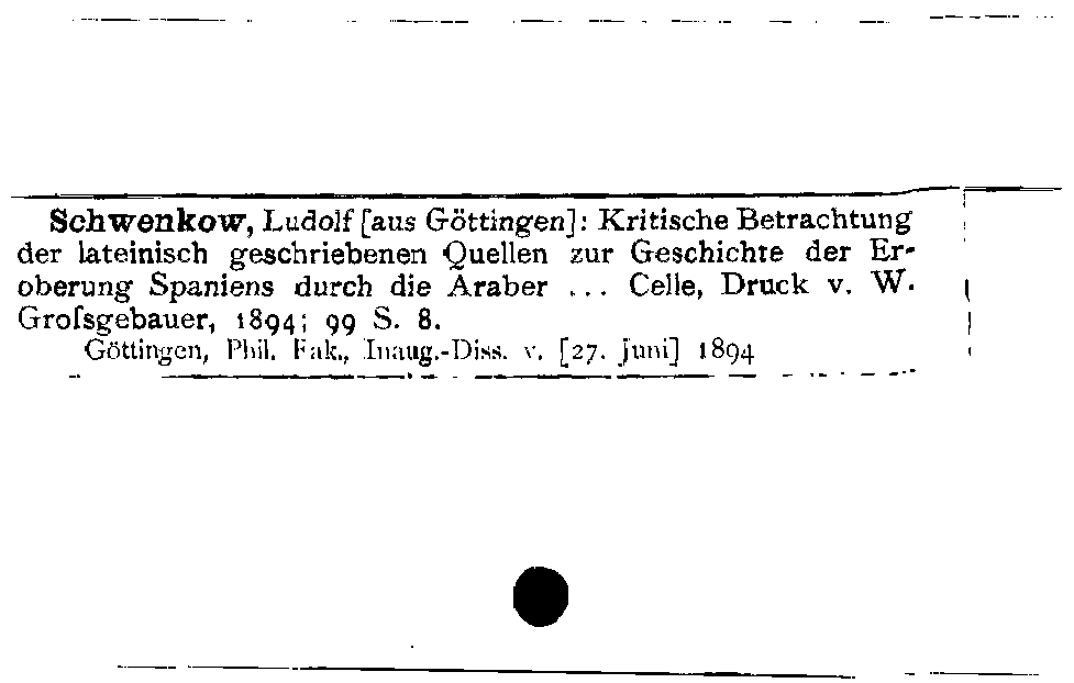 [Katalogkarte Dissertationenkatalog bis 1980]