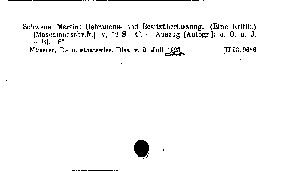 [Katalogkarte Dissertationenkatalog bis 1980]