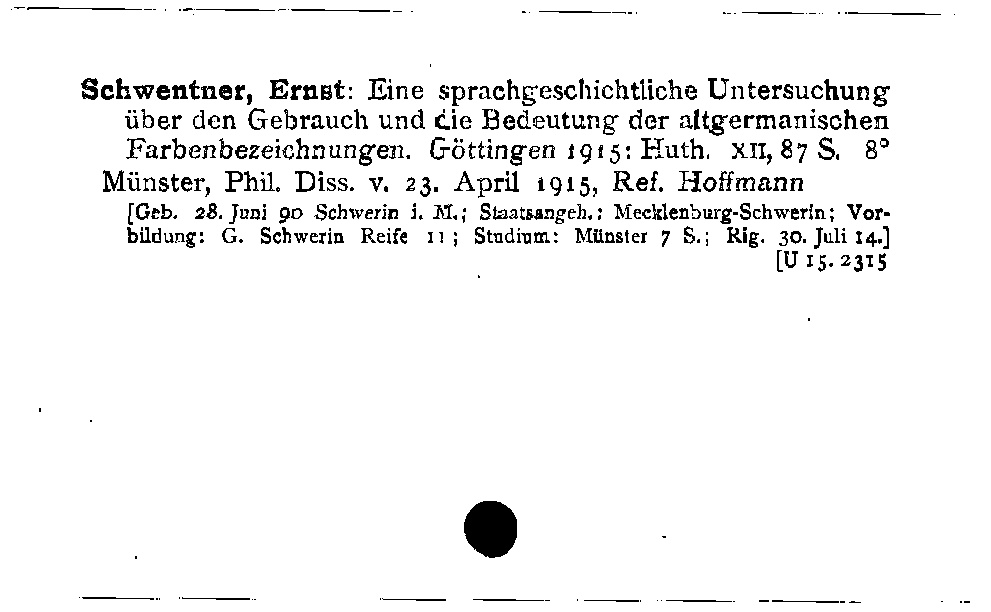 [Katalogkarte Dissertationenkatalog bis 1980]