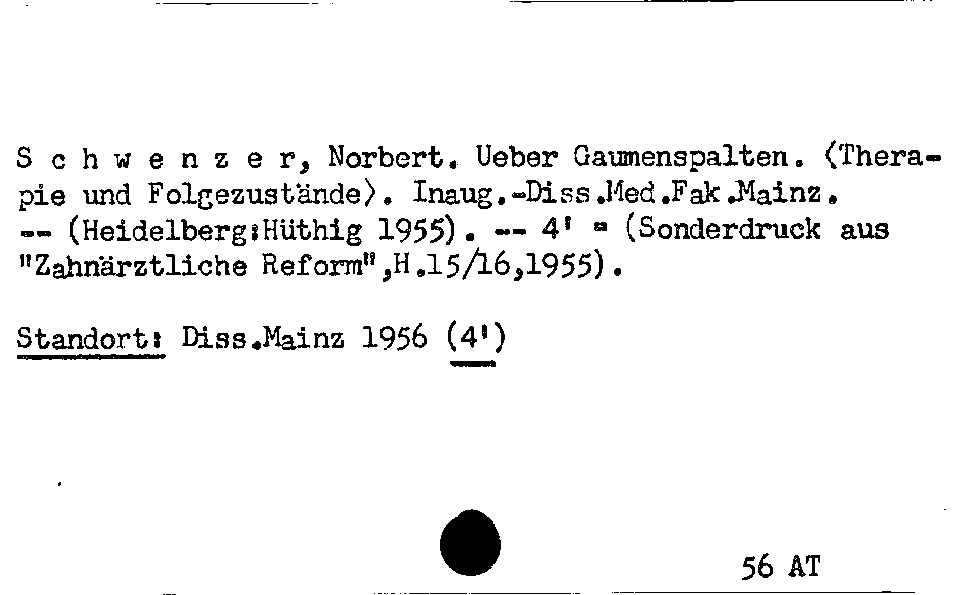 [Katalogkarte Dissertationenkatalog bis 1980]