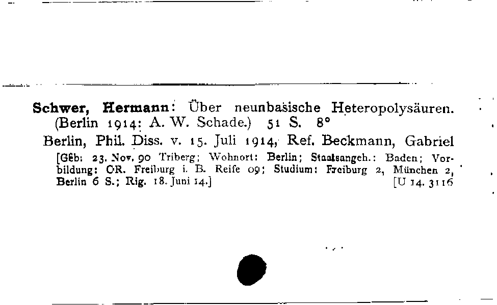 [Katalogkarte Dissertationenkatalog bis 1980]