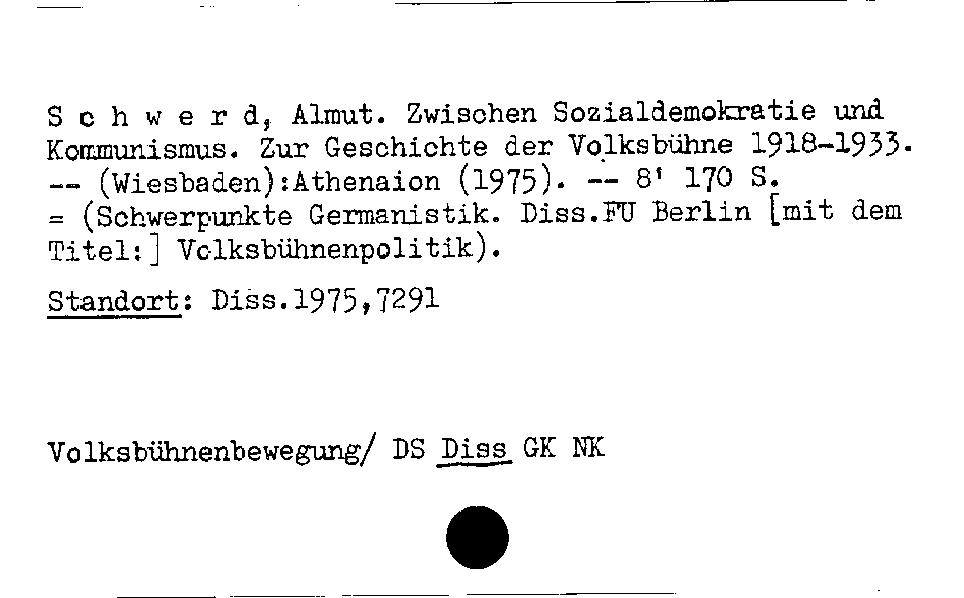 [Katalogkarte Dissertationenkatalog bis 1980]