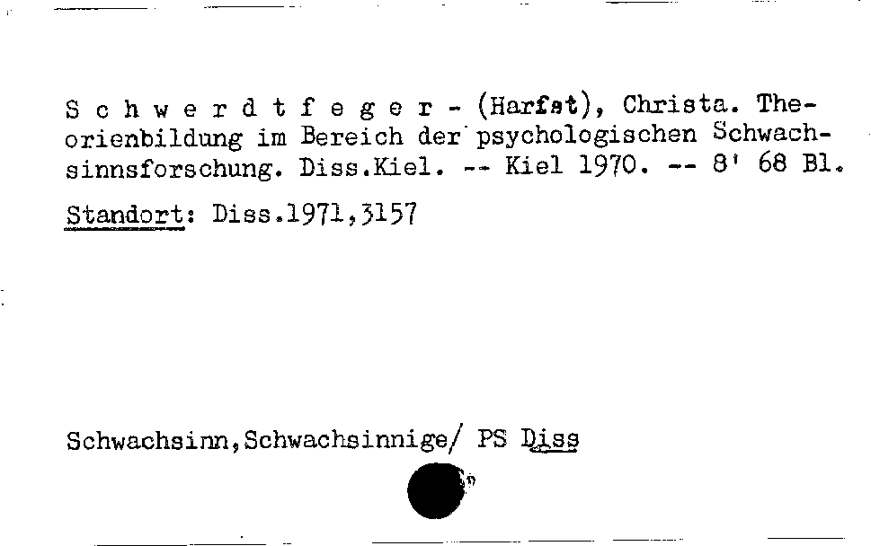 [Katalogkarte Dissertationenkatalog bis 1980]