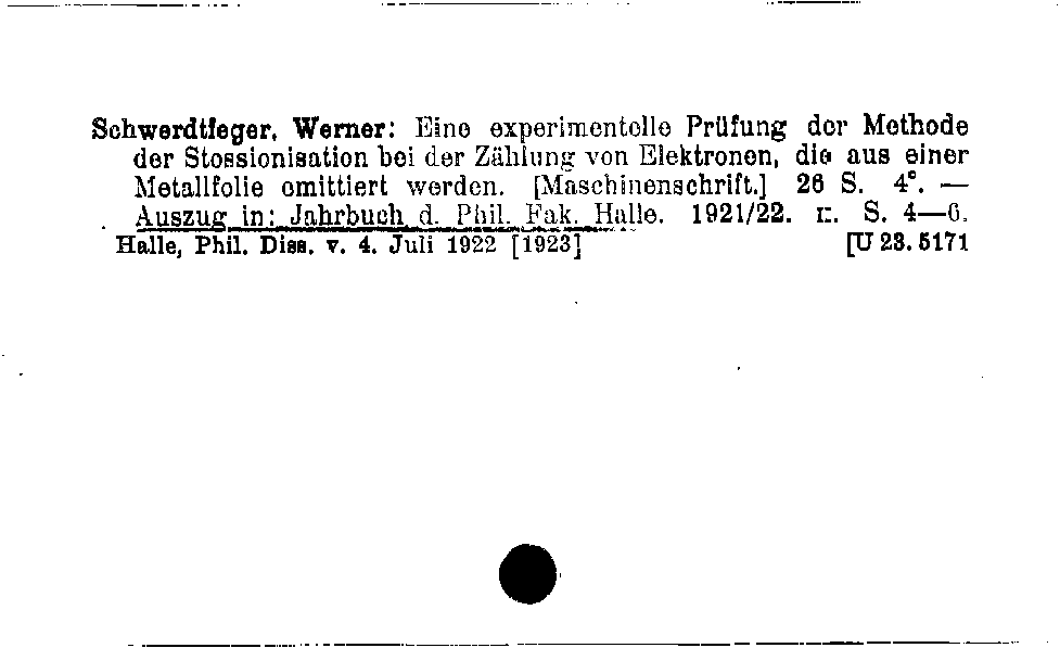 [Katalogkarte Dissertationenkatalog bis 1980]