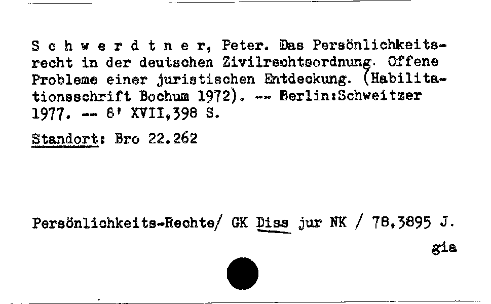 [Katalogkarte Dissertationenkatalog bis 1980]