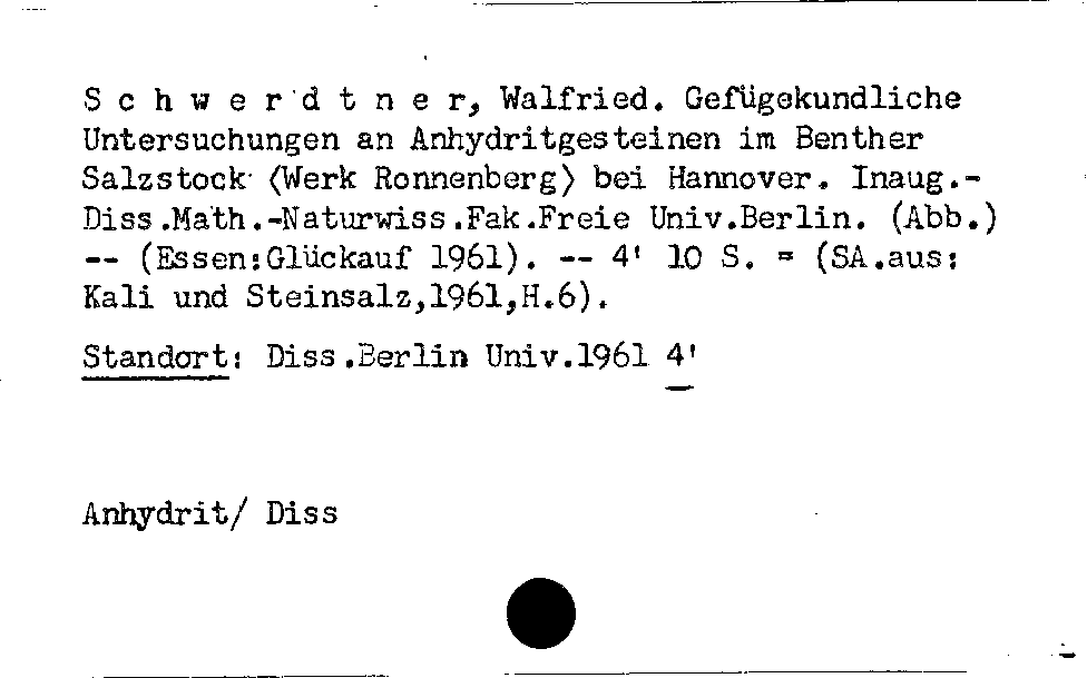 [Katalogkarte Dissertationenkatalog bis 1980]