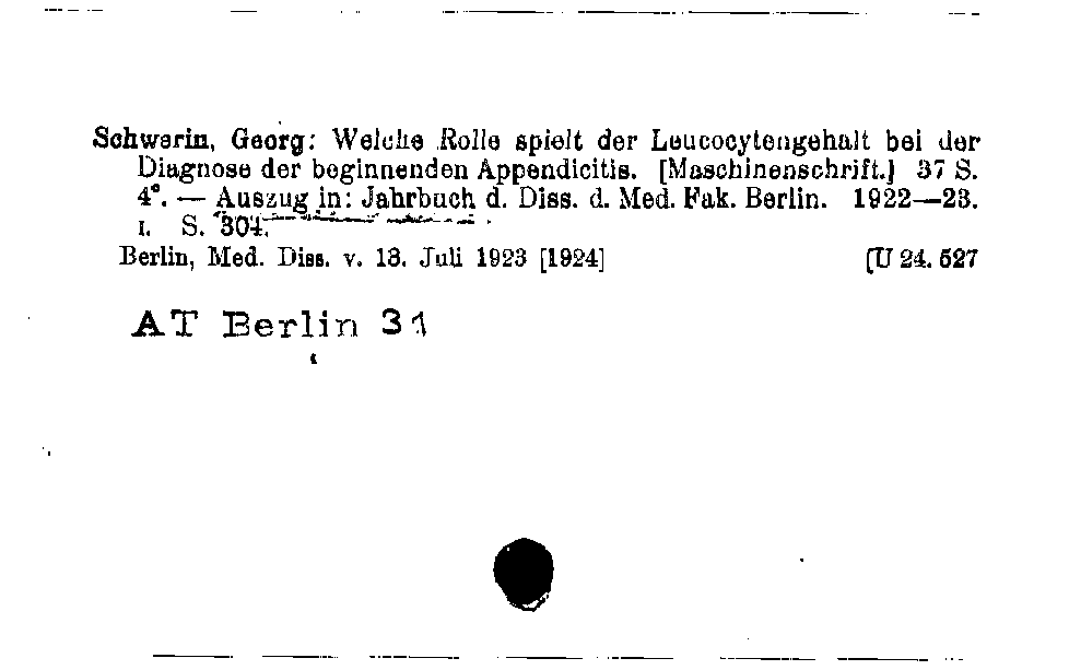 [Katalogkarte Dissertationenkatalog bis 1980]