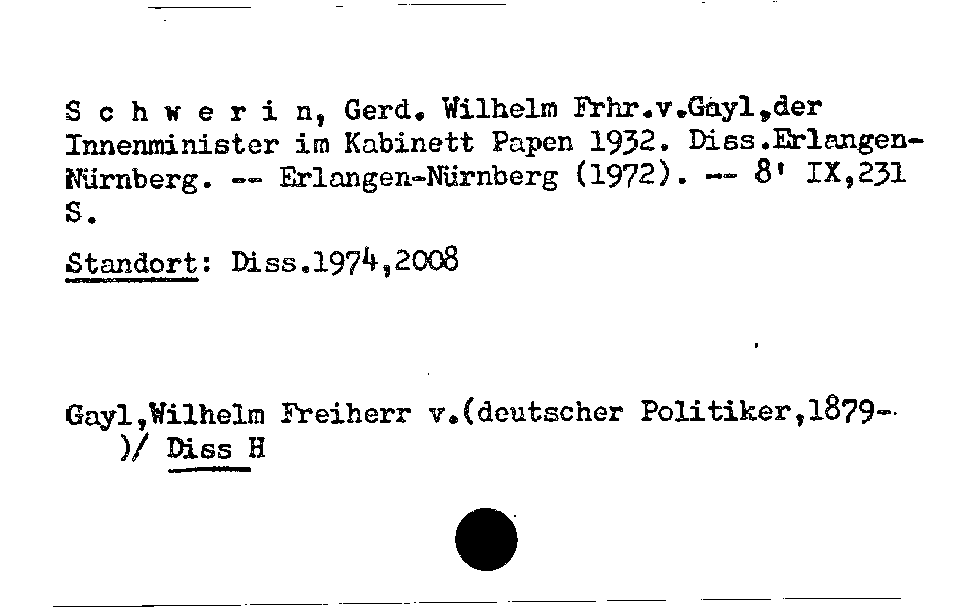 [Katalogkarte Dissertationenkatalog bis 1980]