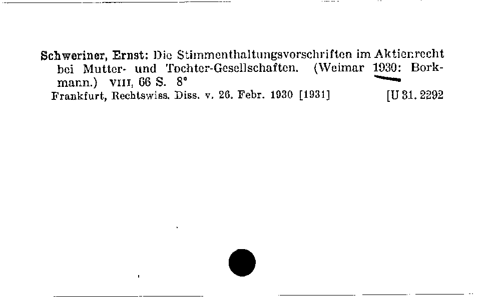 [Katalogkarte Dissertationenkatalog bis 1980]