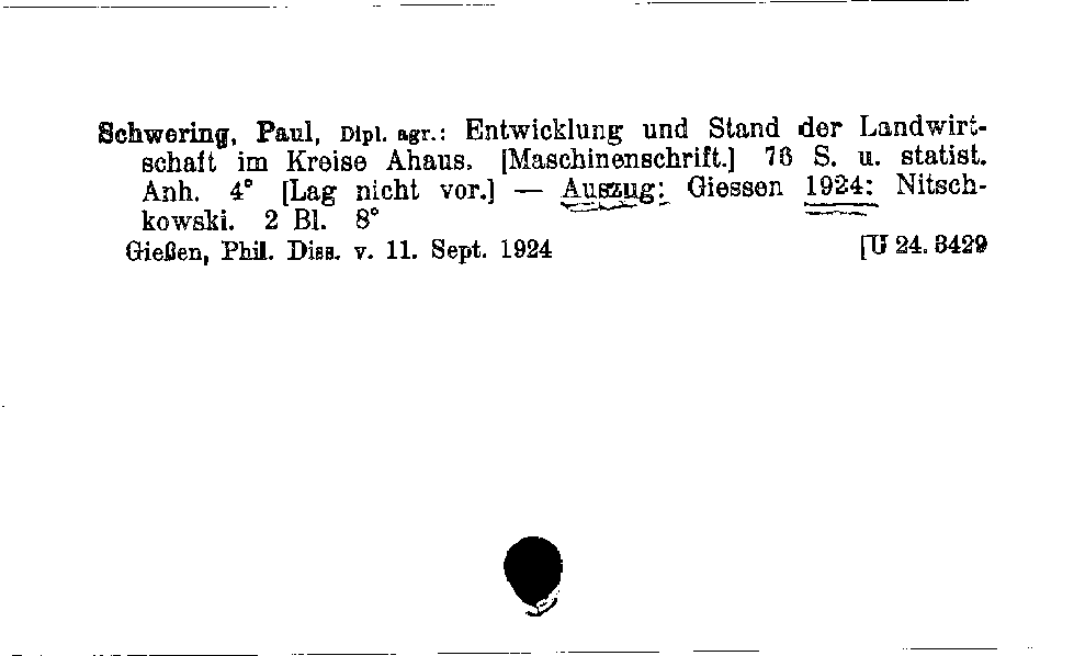 [Katalogkarte Dissertationenkatalog bis 1980]