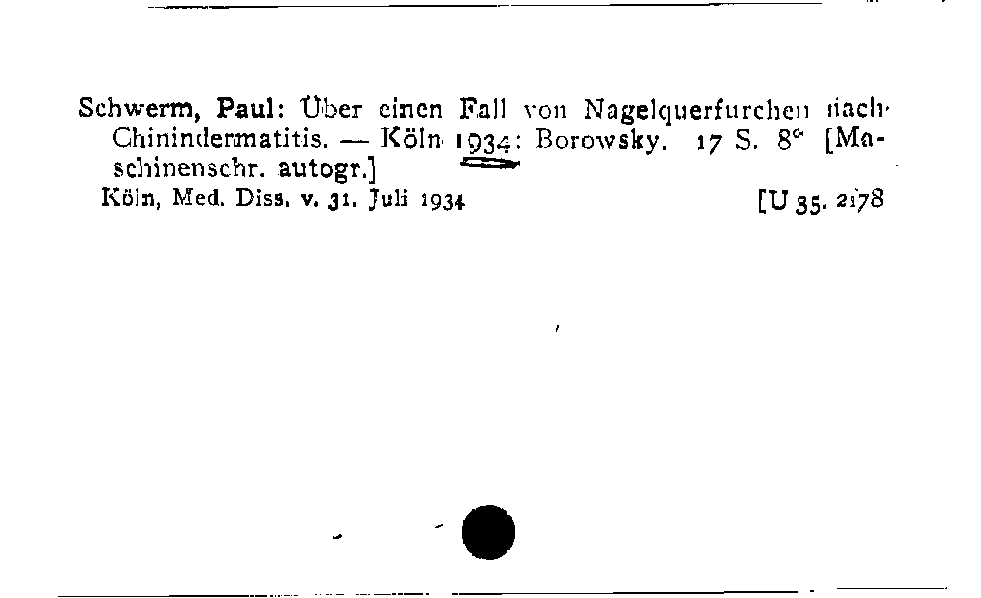 [Katalogkarte Dissertationenkatalog bis 1980]