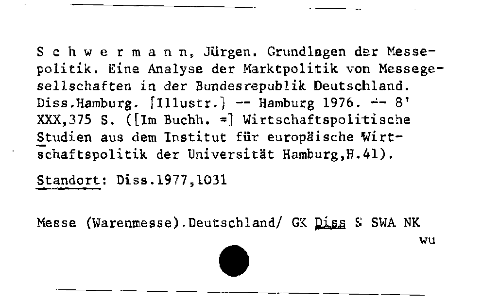 [Katalogkarte Dissertationenkatalog bis 1980]