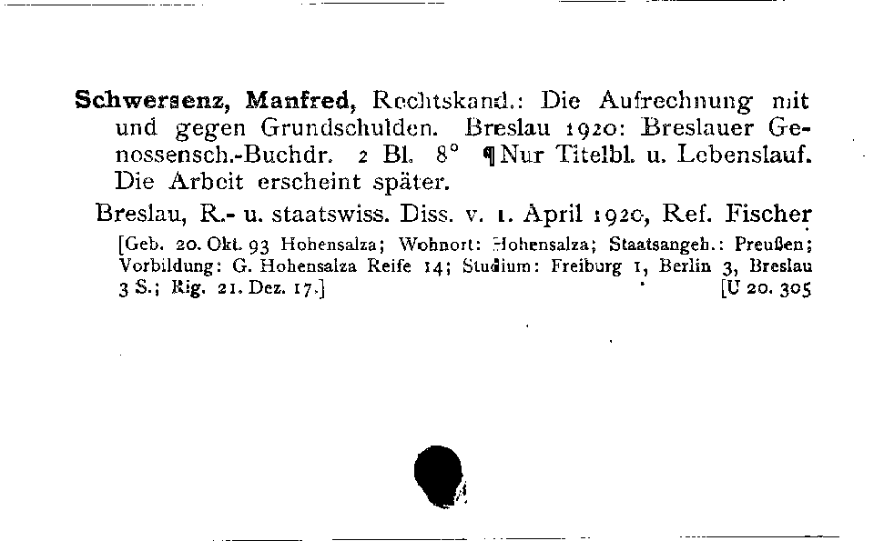 [Katalogkarte Dissertationenkatalog bis 1980]