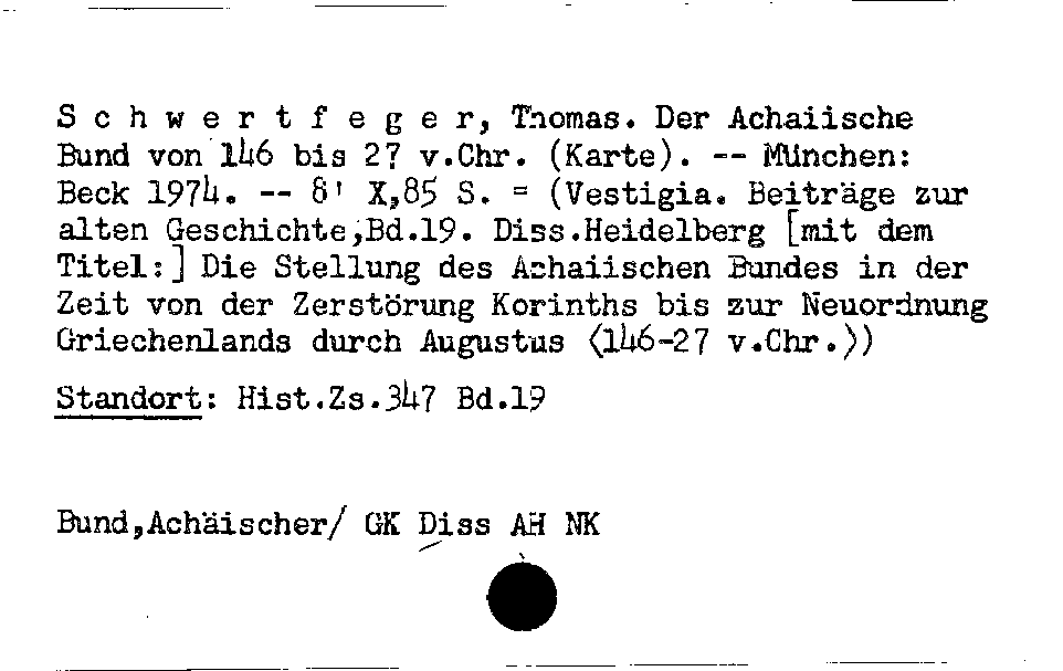 [Katalogkarte Dissertationenkatalog bis 1980]