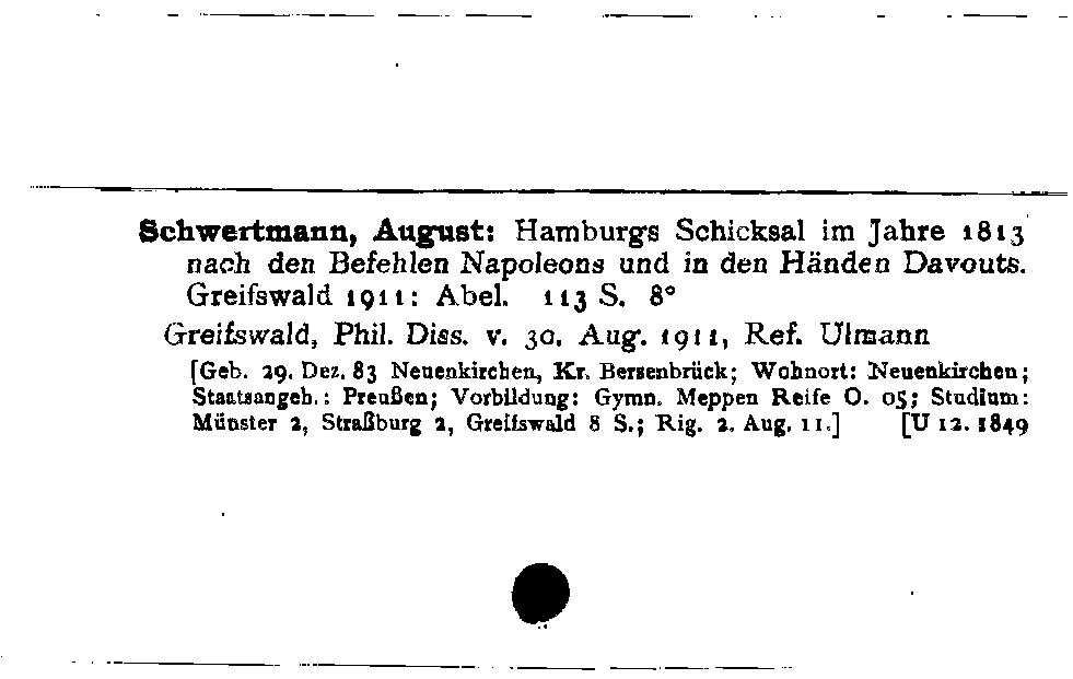 [Katalogkarte Dissertationenkatalog bis 1980]