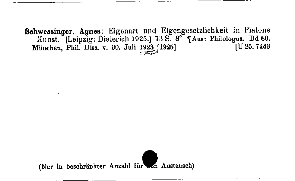 [Katalogkarte Dissertationenkatalog bis 1980]