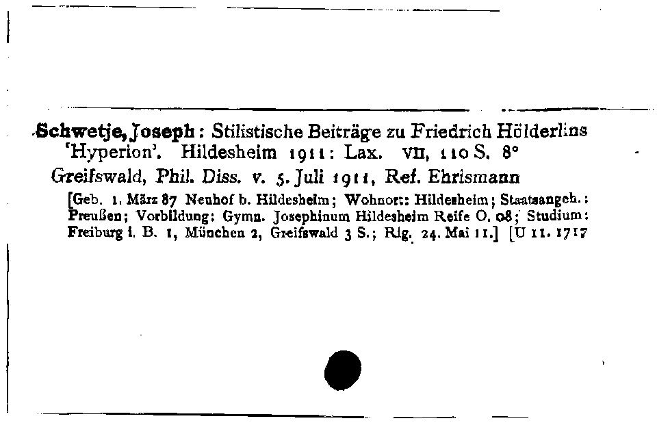 [Katalogkarte Dissertationenkatalog bis 1980]