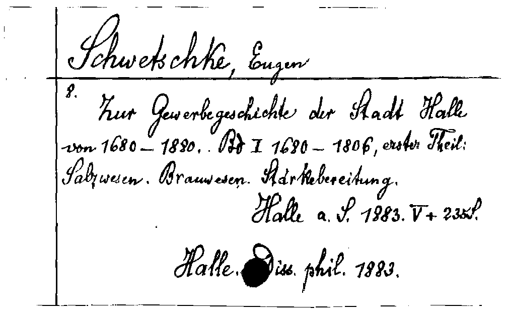 [Katalogkarte Dissertationenkatalog bis 1980]