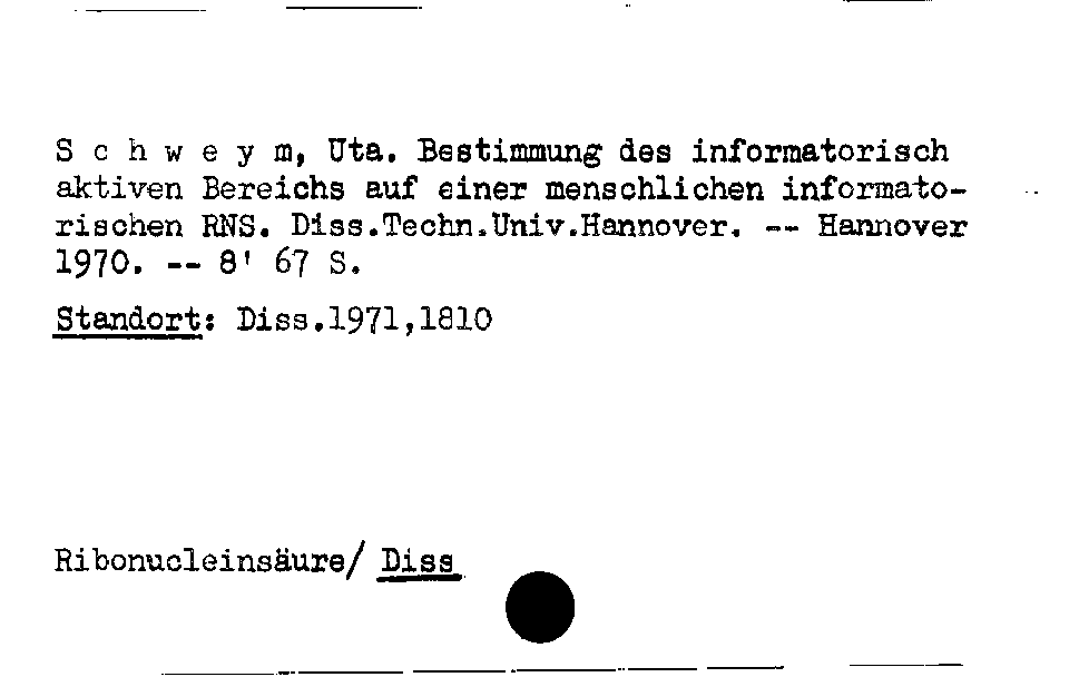 [Katalogkarte Dissertationenkatalog bis 1980]