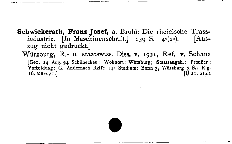 [Katalogkarte Dissertationenkatalog bis 1980]