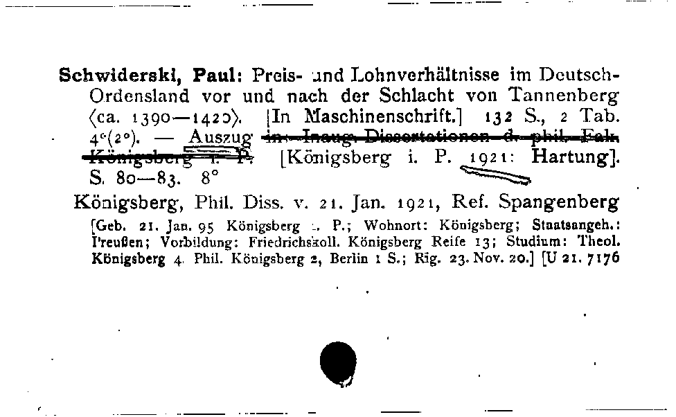 [Katalogkarte Dissertationenkatalog bis 1980]