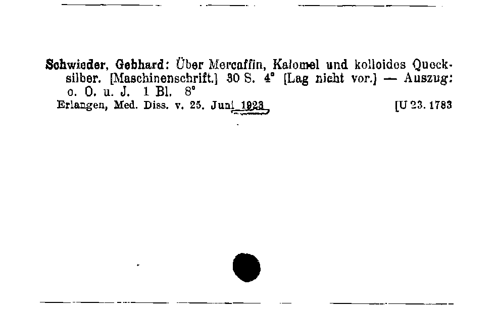 [Katalogkarte Dissertationenkatalog bis 1980]