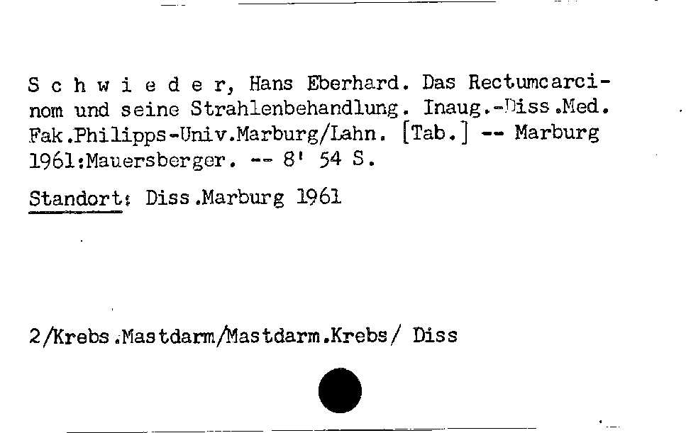 [Katalogkarte Dissertationenkatalog bis 1980]