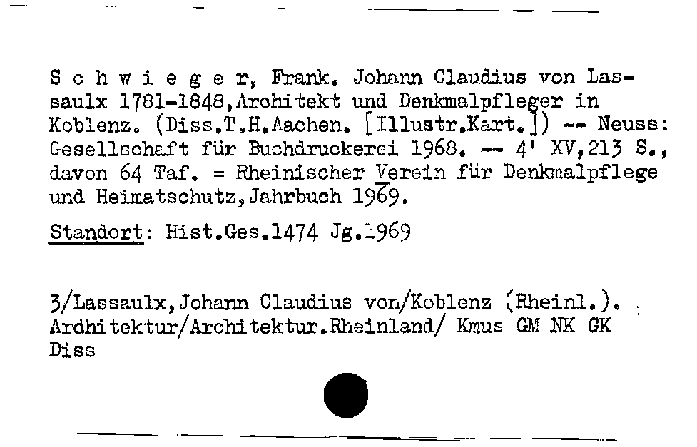 [Katalogkarte Dissertationenkatalog bis 1980]