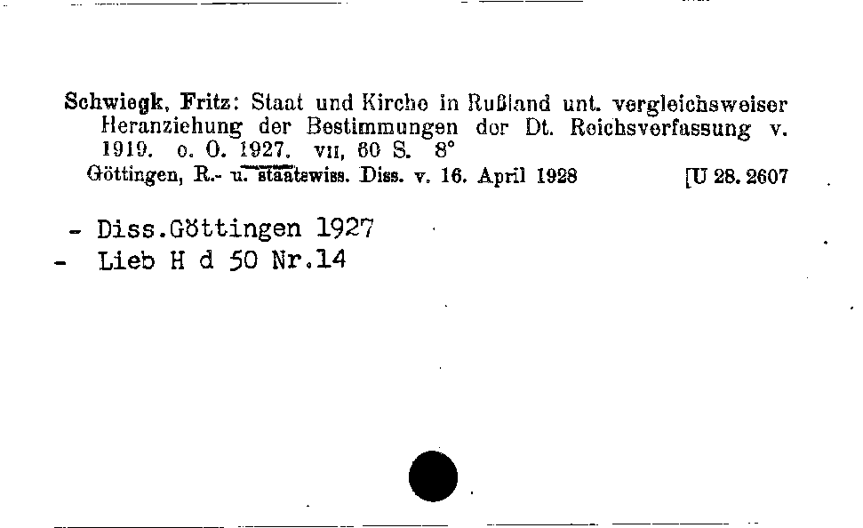 [Katalogkarte Dissertationenkatalog bis 1980]