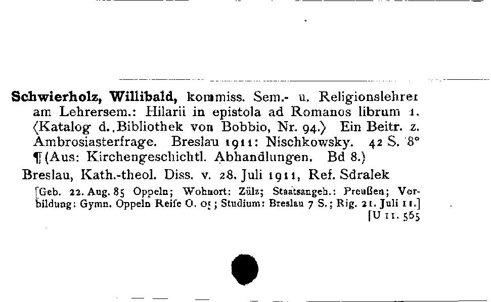 [Katalogkarte Dissertationenkatalog bis 1980]