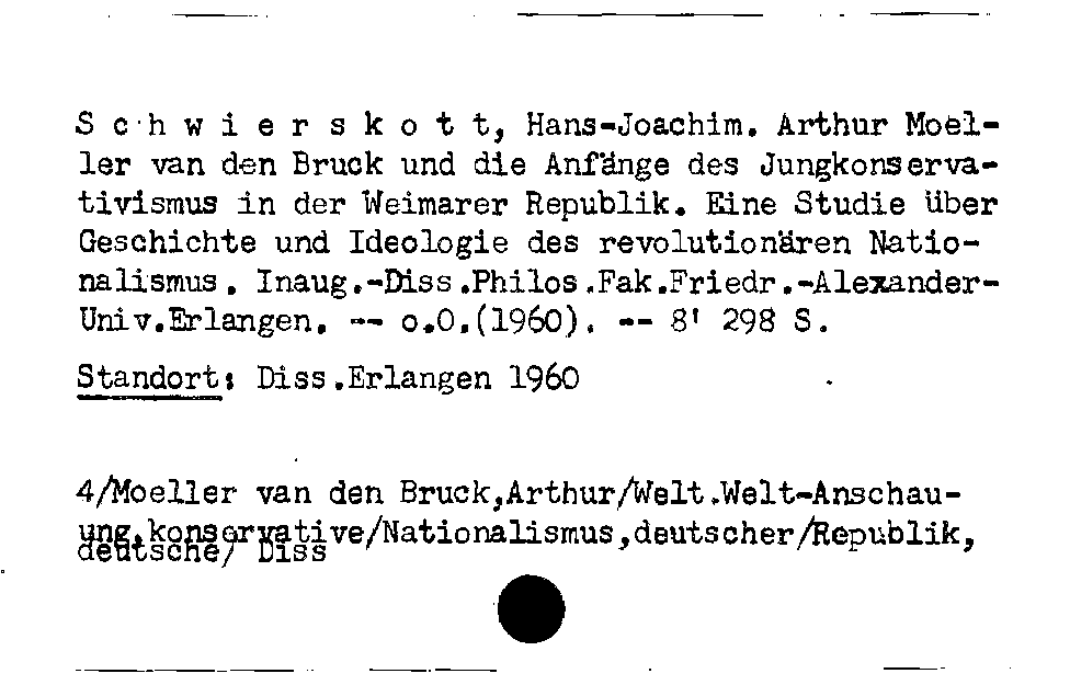 [Katalogkarte Dissertationenkatalog bis 1980]