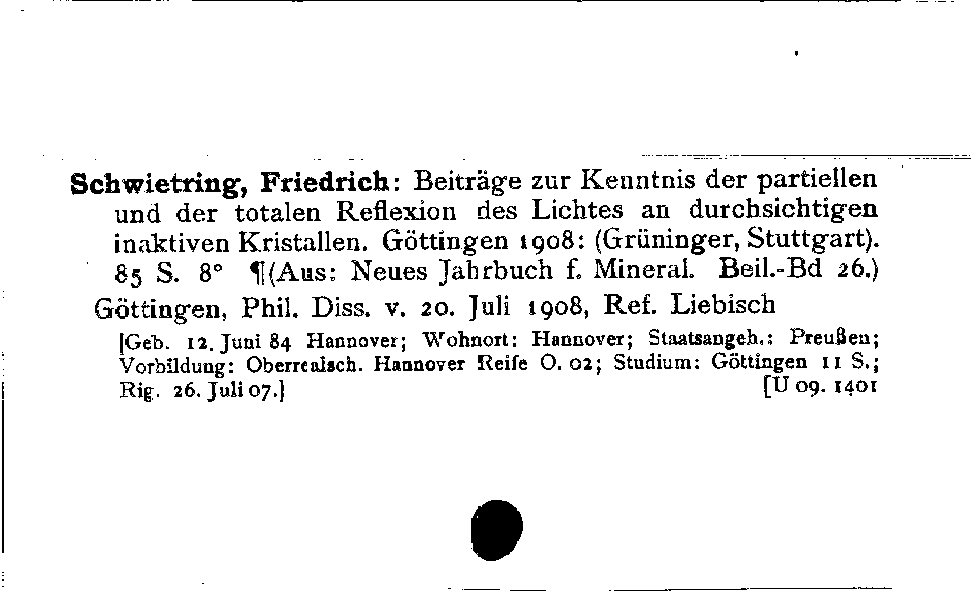 [Katalogkarte Dissertationenkatalog bis 1980]