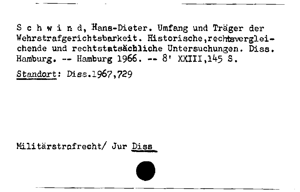 [Katalogkarte Dissertationenkatalog bis 1980]