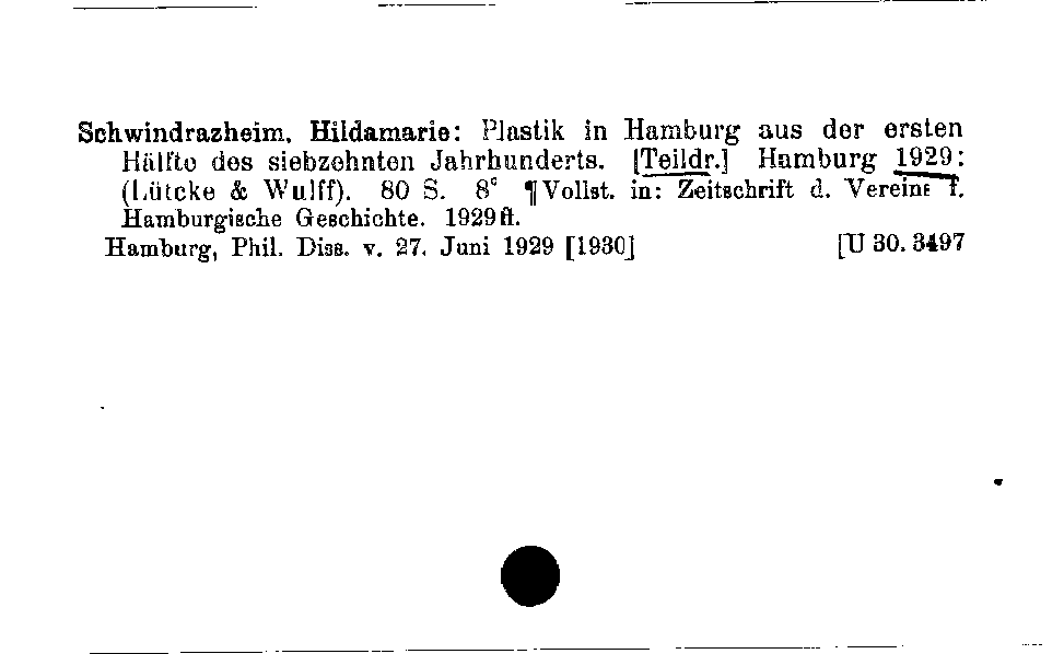 [Katalogkarte Dissertationenkatalog bis 1980]