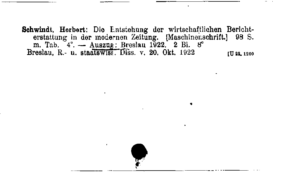 [Katalogkarte Dissertationenkatalog bis 1980]