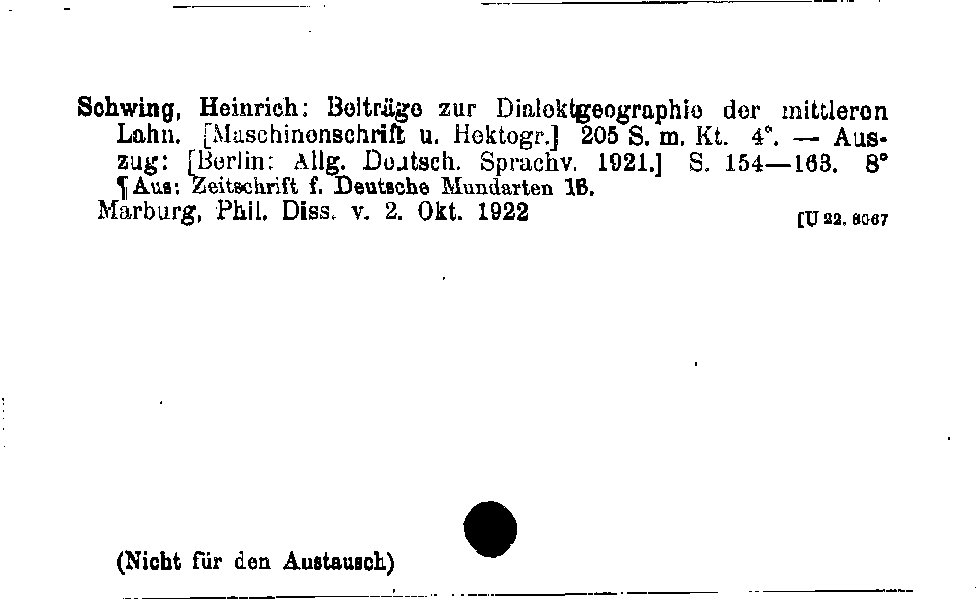 [Katalogkarte Dissertationenkatalog bis 1980]