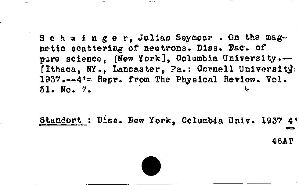 [Katalogkarte Dissertationenkatalog bis 1980]