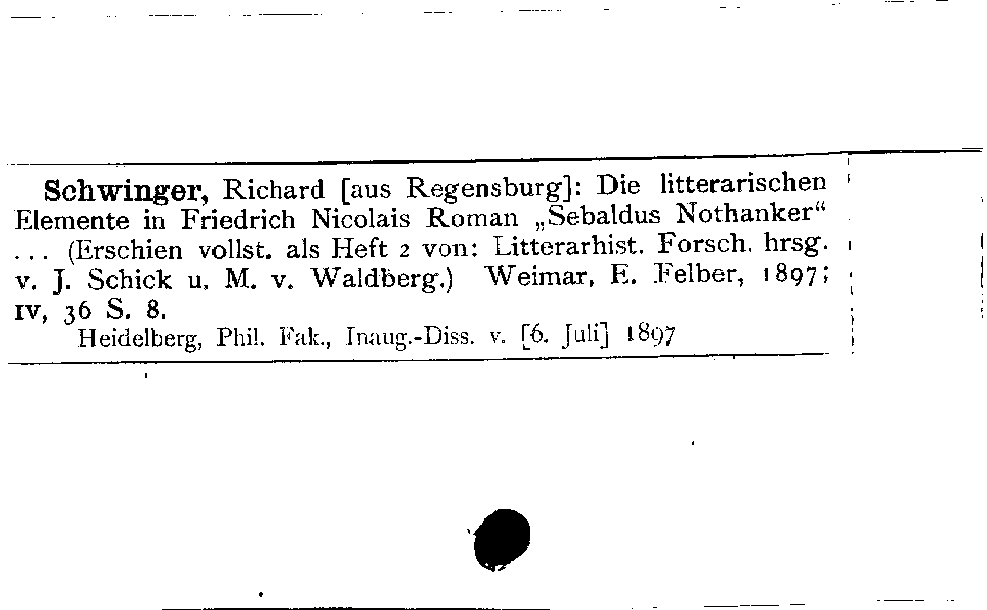 [Katalogkarte Dissertationenkatalog bis 1980]