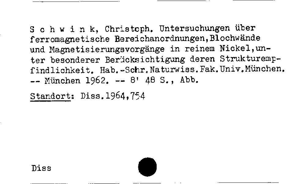 [Katalogkarte Dissertationenkatalog bis 1980]