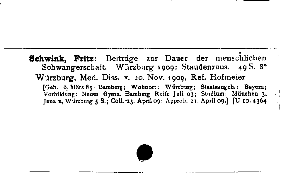 [Katalogkarte Dissertationenkatalog bis 1980]