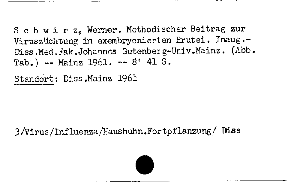 [Katalogkarte Dissertationenkatalog bis 1980]