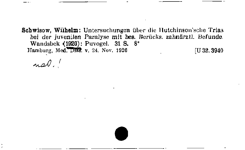 [Katalogkarte Dissertationenkatalog bis 1980]