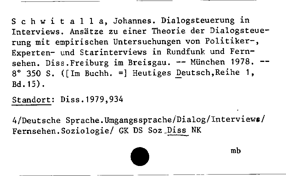 [Katalogkarte Dissertationenkatalog bis 1980]