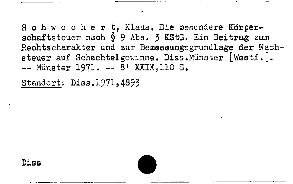 [Katalogkarte Dissertationenkatalog bis 1980]