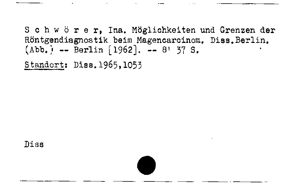 [Katalogkarte Dissertationenkatalog bis 1980]