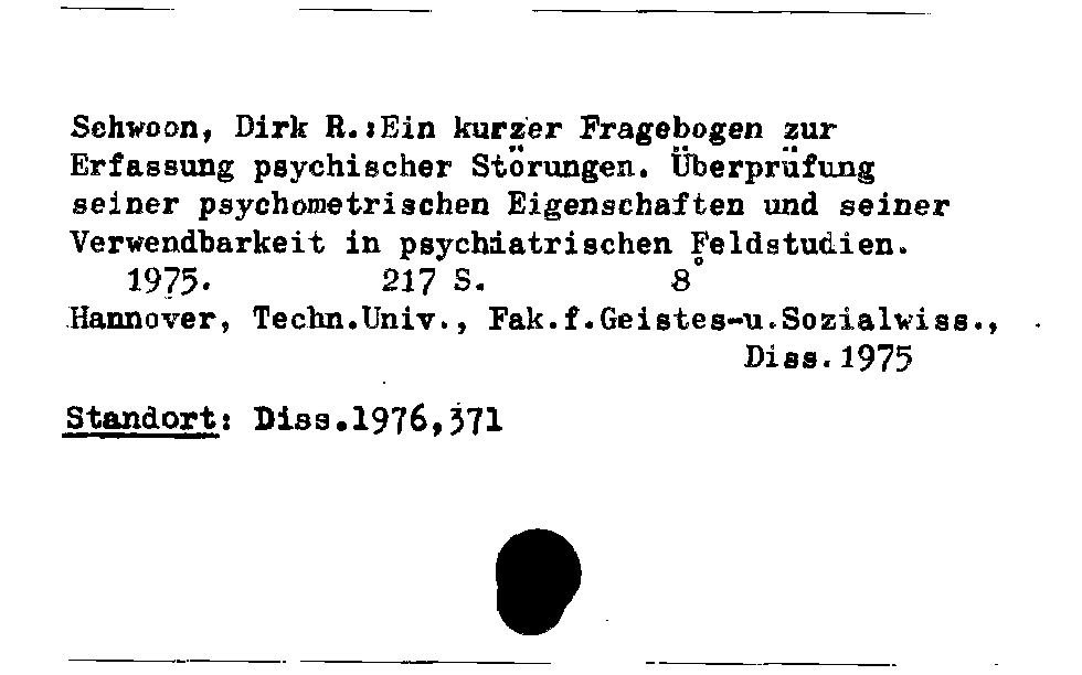 [Katalogkarte Dissertationenkatalog bis 1980]