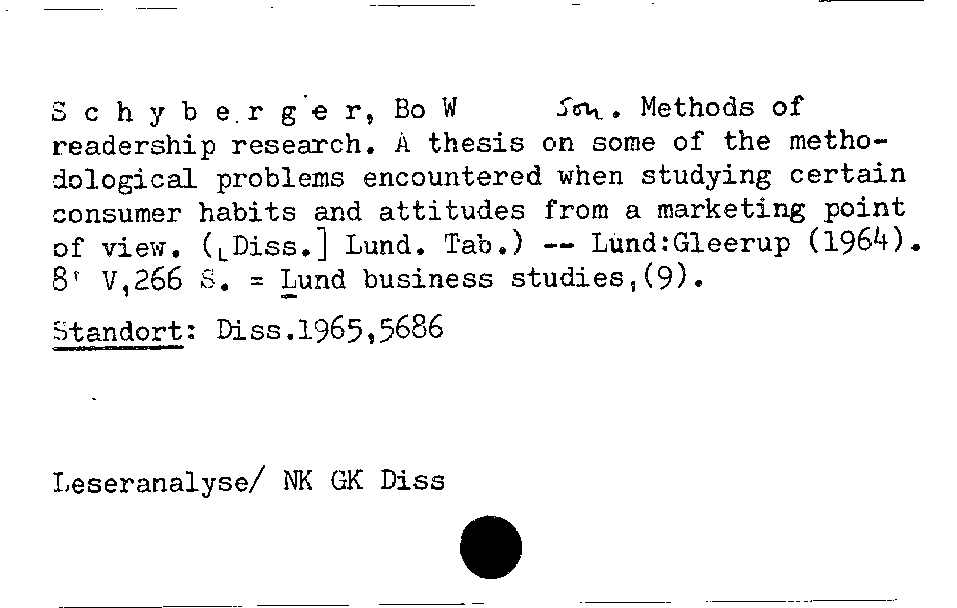 [Katalogkarte Dissertationenkatalog bis 1980]