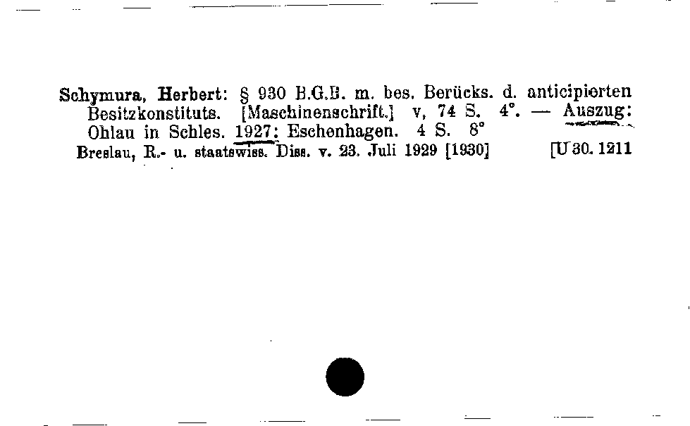 [Katalogkarte Dissertationenkatalog bis 1980]